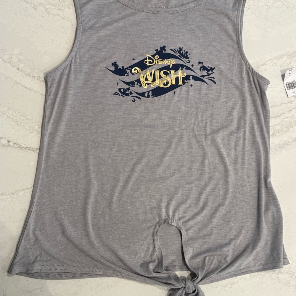 Disney Gray Tank Top with Gold 'Wish' Logo